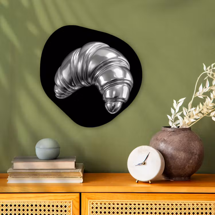 Croissant - Metaal - Zilver Wandcirkel Organisch Forex 3mm klein -sfeer2
