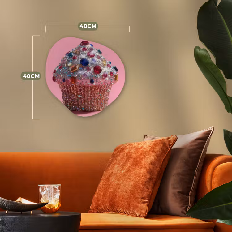 Cupcake - Kleurrijk - Edelstenen Wandcirkel Organisch Forex 3mm klein -sfeer3
