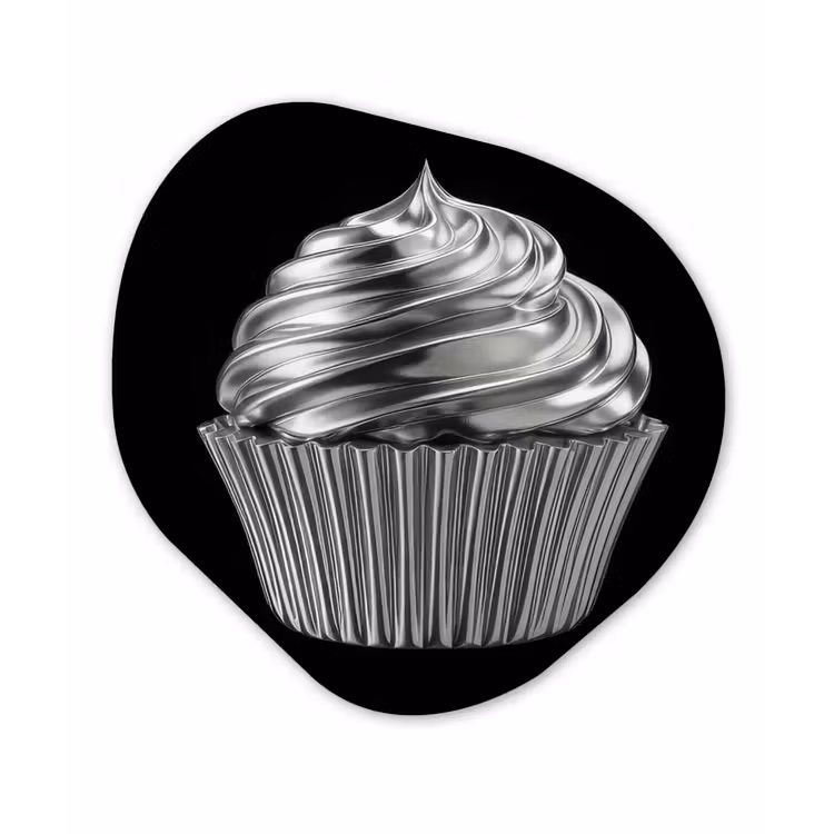 Cupcake - Luxueus - Zilver Wandcirkel Organisch Forex 3mm klein -3d