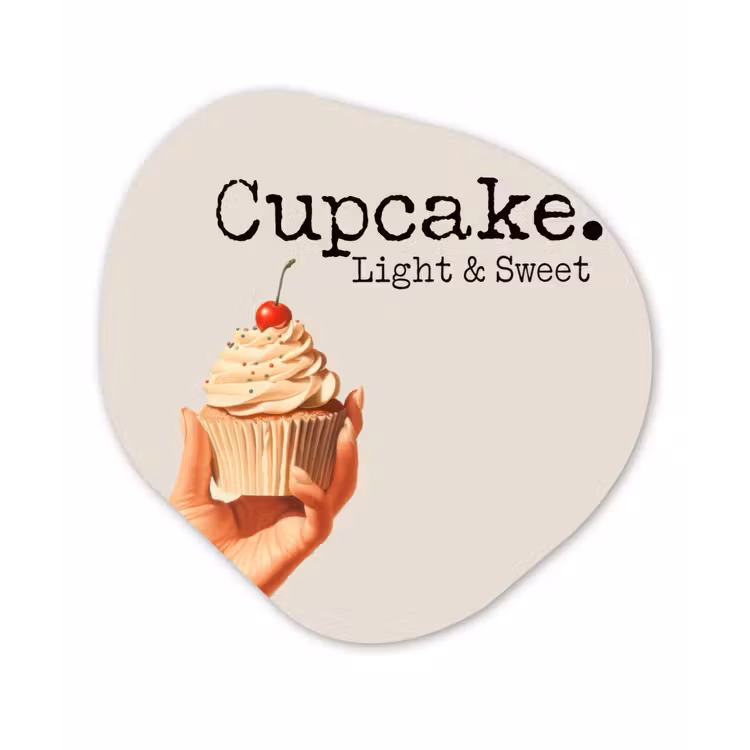 Cupcake - Zoet - Kers Wandcirkel Organisch Forex 3mm klein -3d