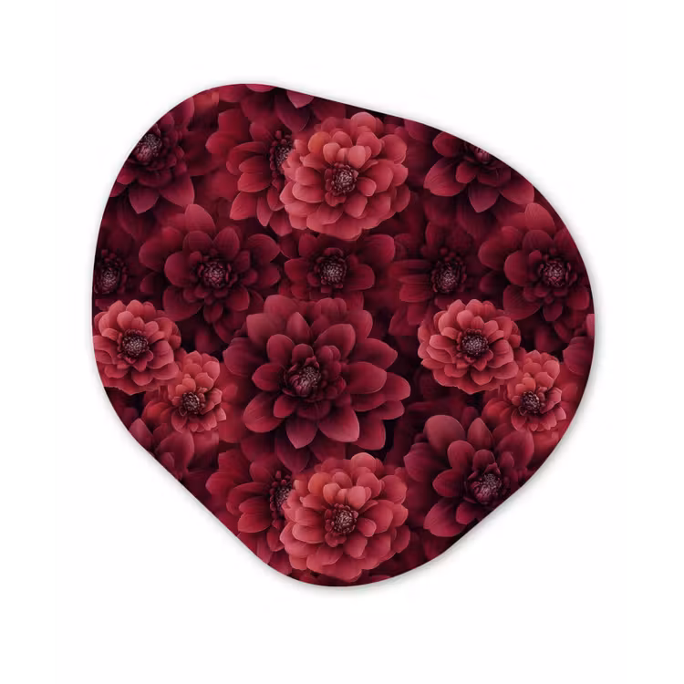 Dahlias - Bloemen - Rood Wandcirkel Organisch Forex 3mm klein 629 -3d