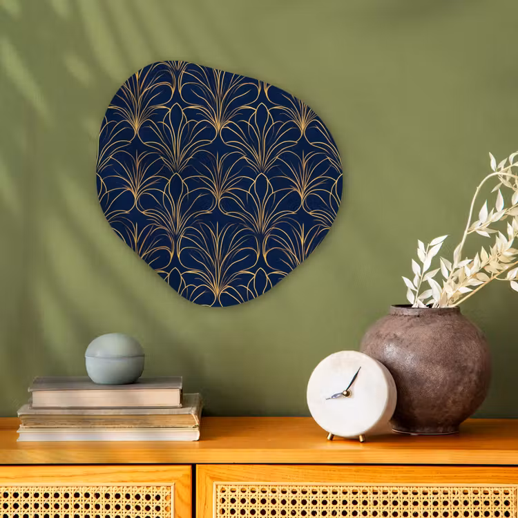 Deco - Waaier - Blauw Wandcirkel Organisch Forex 3mm klein 629 -sfeer2
