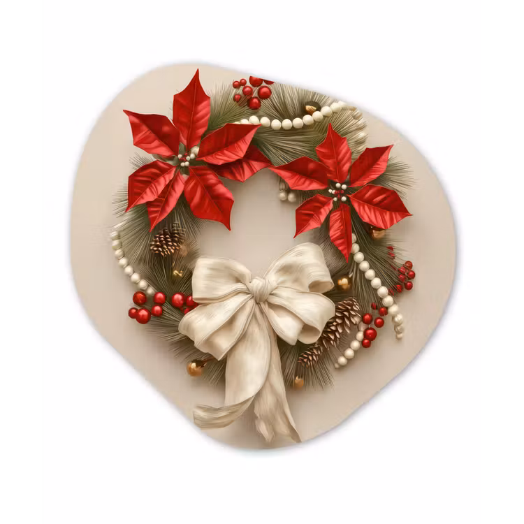 Deurkrans - Strik - Kerst - Rood - Groen Wandcirkel Organisch Forex 3mm klein -3d