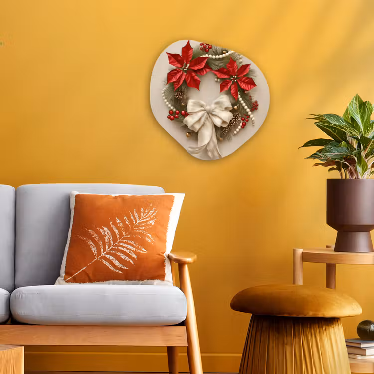 Deurkrans - Strik - Kerst - Rood - Groen Wandcirkel Organisch Forex 3mm klein -sfeer4