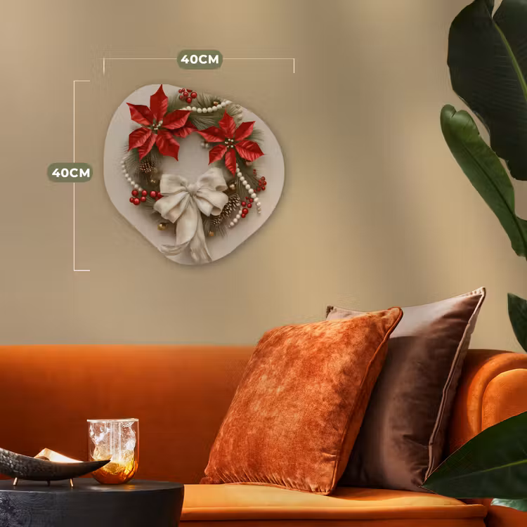 Deurkrans - Strik - Kerst - Rood - Groen Wandcirkel Organisch Forex 3mm klein -sfeer3