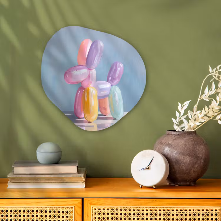 Dier - Ballon - Pasteltinten - Glanzend Wandcirkel Organisch Forex 3mm klein -sfeer2