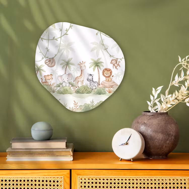 Dieren - Jungle - Pastel Wandcirkel Organisch Forex 3mm klein -sfeer2