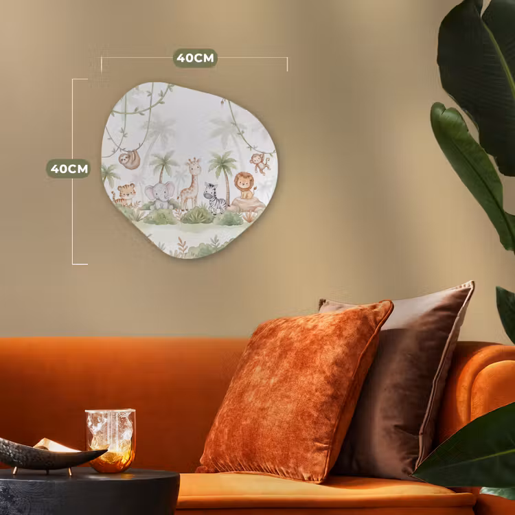 Dieren - Jungle - Pastel Wandcirkel Organisch Forex 3mm klein -sfeer3