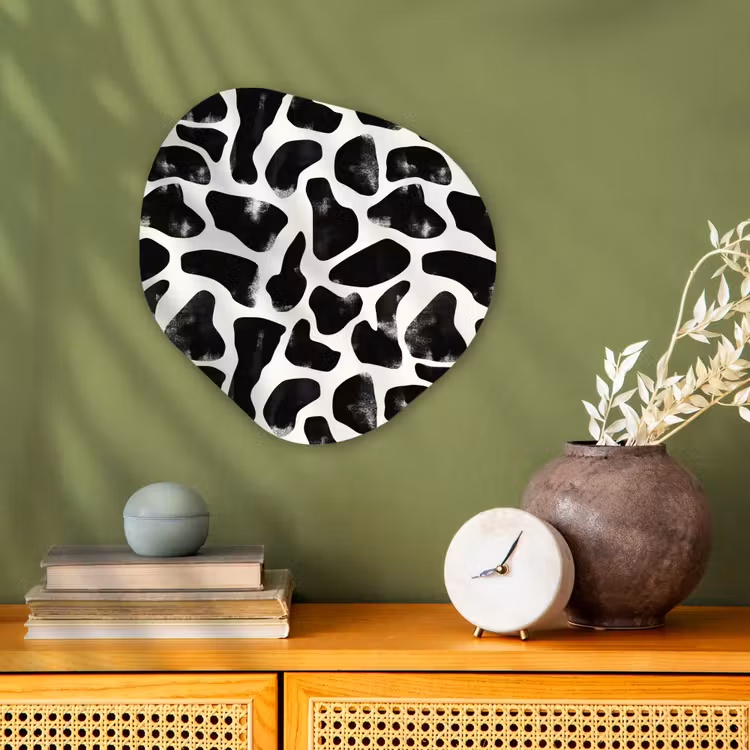 Dierenpatroon - Vlekken - Zwart - Wit Wandcirkel Organisch Forex 3mm klein 629 -sfeer2