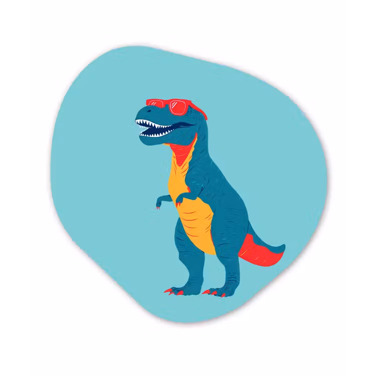 Dinosaurus - Blauw - Zonnebril Wandcirkel Organisch Forex 3mm klein -3d