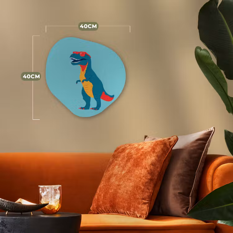 Dinosaurus - Blauw - Zonnebril Wandcirkel Organisch Forex 3mm klein -sfeer3