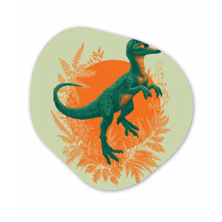 Dinosaurus - Groen - Planten - Cirkel Wandcirkel Organisch Forex 3mm klein -3d