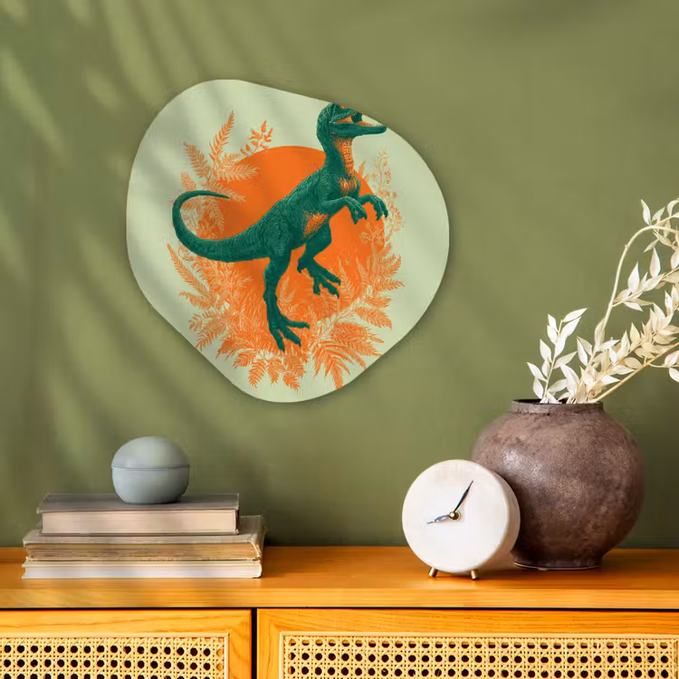 Dinosaurus - Groen - Planten - Cirkel Wandcirkel Organisch Forex 3mm klein -sfeer2