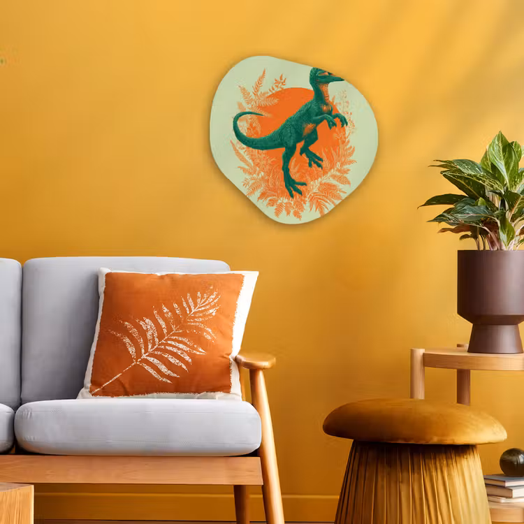 Dinosaurus - Groen - Planten - Cirkel Wandcirkel Organisch Forex 3mm klein -sfeer4