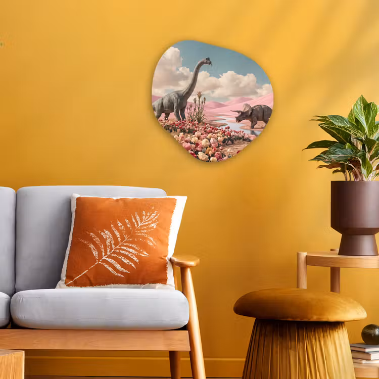Organisch schilderij forex - Dinosaurus - Roze - Landschap - Dinosaurus - Roze - Landschap Wandcirkel Organisch Forex 3mm klein