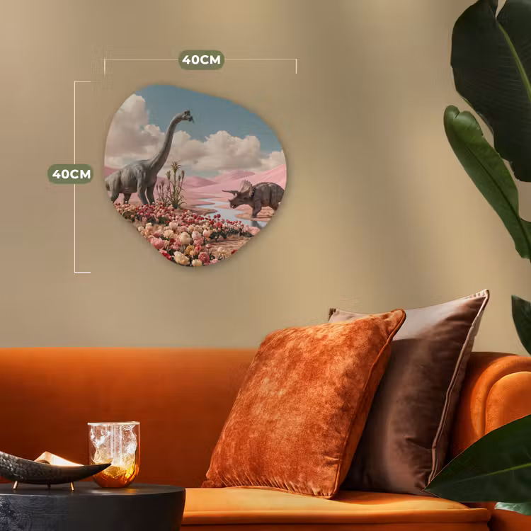 Organisch schilderij forex - Dinosaurus - Roze - Landschap - Dinosaurus - Roze - Landschap Wandcirkel Organisch Forex 3mm klein