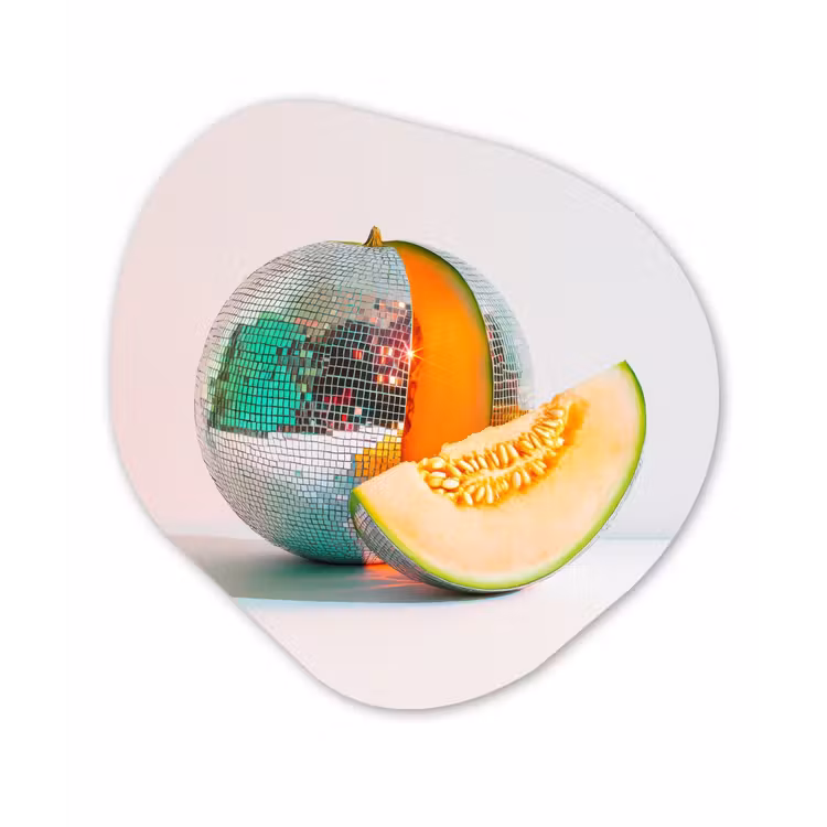 Disco - Discobal - Meloen - Pastel Wandcirkel Organisch Forex 3mm klein -3d