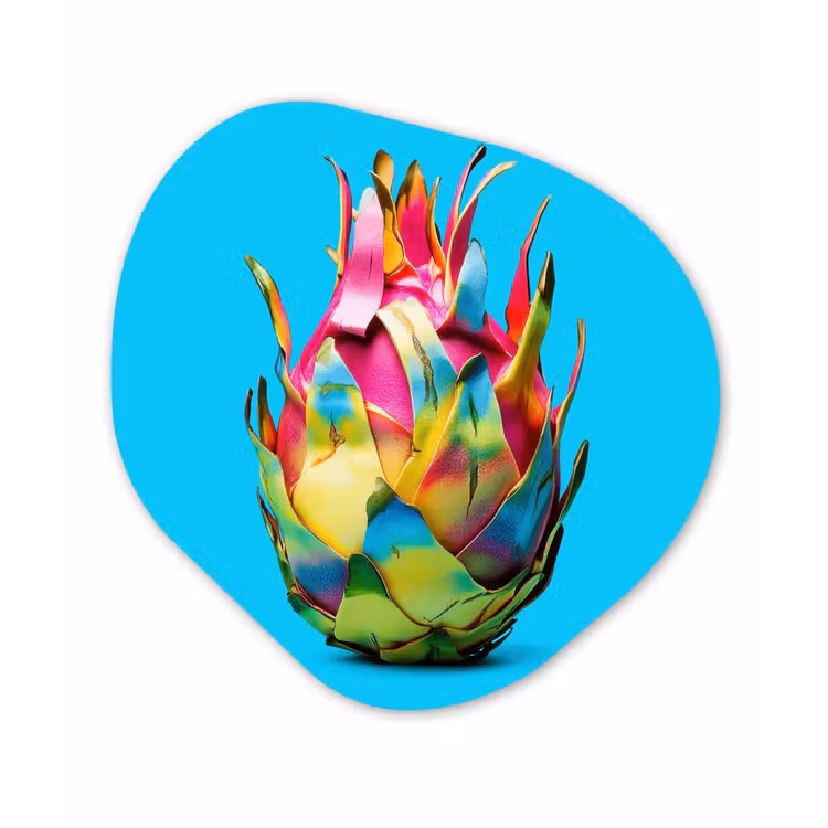 Drakenfruit - Blauw - Levendig Wandcirkel Organisch Forex 3mm klein -3d