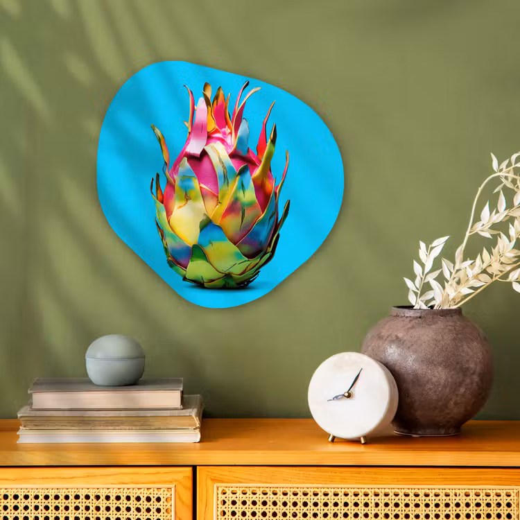 Drakenfruit - Blauw - Levendig Wandcirkel Organisch Forex 3mm klein -sfeer2