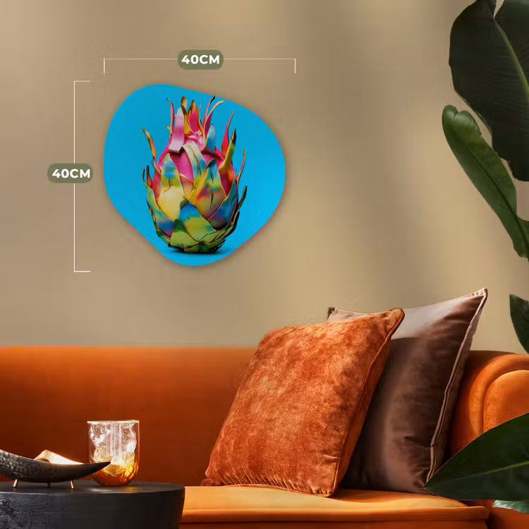 Drakenfruit - Blauw - Levendig Wandcirkel Organisch Forex 3mm klein -sfeer3