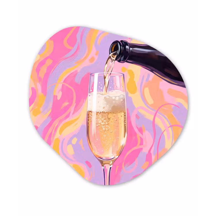 Drank - Inschenken - Feest - Abstract - Roze Wandcirkel Organisch Forex 3mm klein -3d