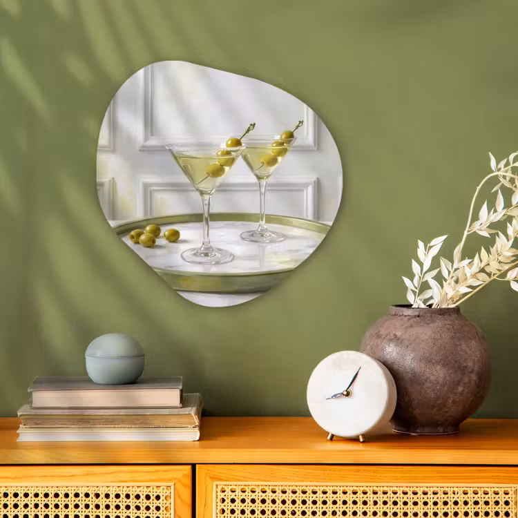 Drank - Martini - Olijven - Modern - Wit Wandcirkel Organisch Forex 3mm klein -sfeer2