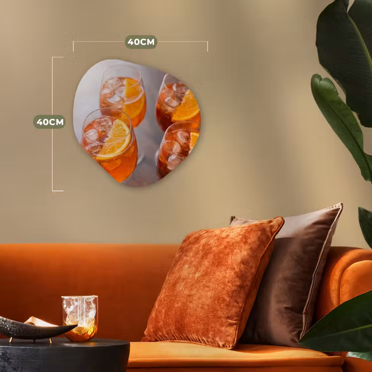 Drank - Sinaasappel - IJs - Zomer - Oranje Wandcirkel Organisch Forex 3mm klein -sfeer3