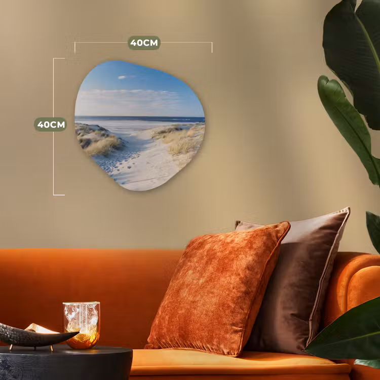 Duin - Meeuw - Strand - Zee - Zon Wandcirkel Organisch Forex 3mm klein -sfeer3