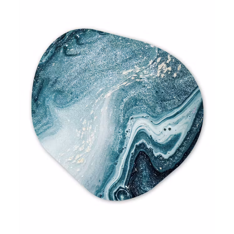 Edelstenen - Blauw - Natuur - Marmer - Abstract Wandcirkel Organisch Forex 3mm klein -3d