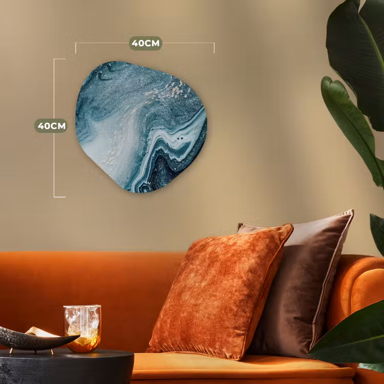 Edelstenen - Blauw - Natuur - Marmer - Abstract Wandcirkel Organisch Forex 3mm klein -sfeer3