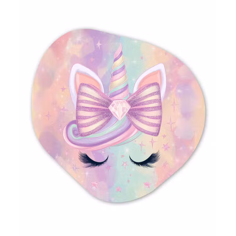 Eenhoorn - Glitters - Regenboog - Pastel Wandcirkel Organisch Forex 3mm klein -3d