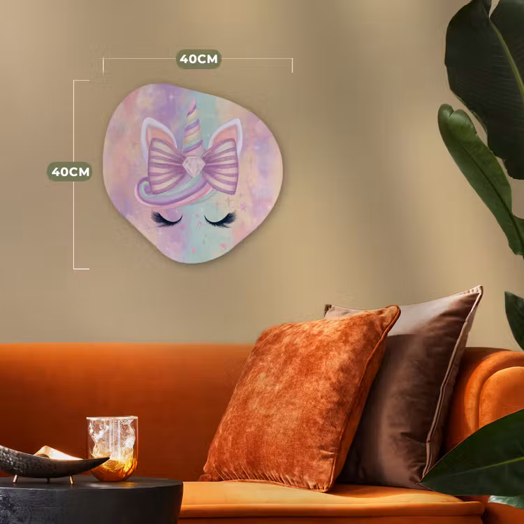 Eenhoorn - Glitters - Regenboog - Pastel Wandcirkel Organisch Forex 3mm klein -sfeer3