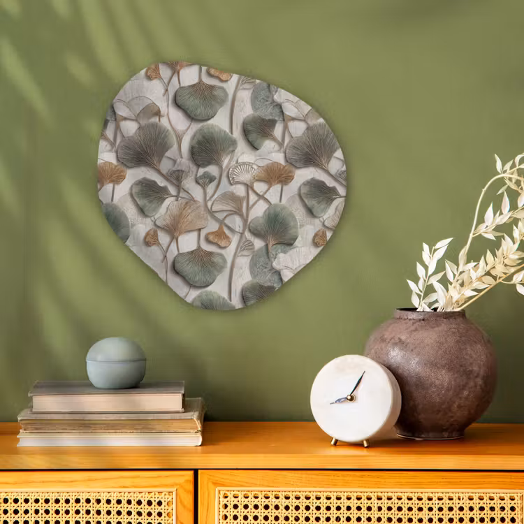 Elegant - Bladeren - Groen Wandcirkel Organisch Forex 3mm klein 629 -sfeer2