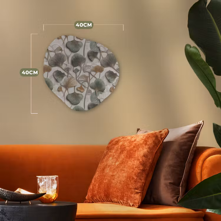 Elegant - Bladeren - Groen Wandcirkel Organisch Forex 3mm klein 629 -sfeer3