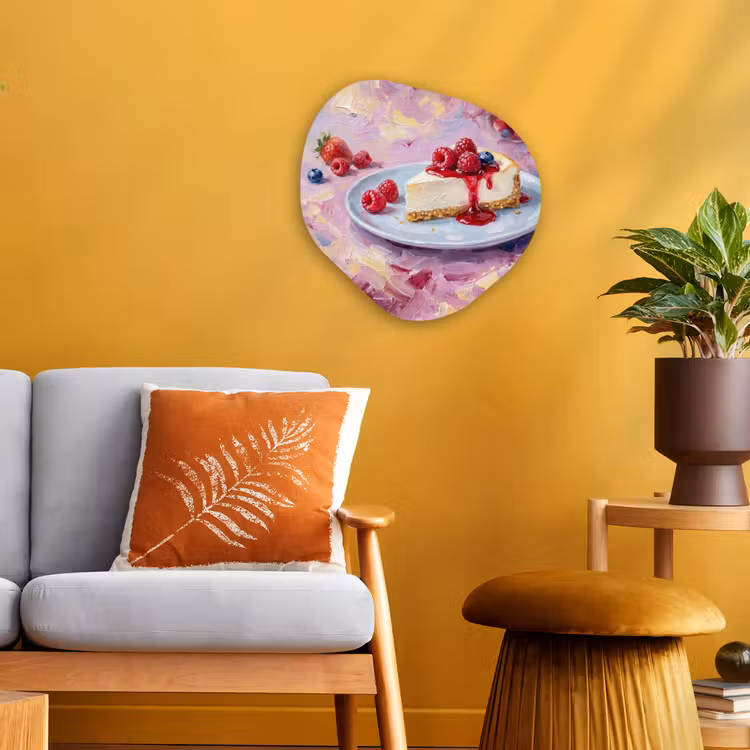 Eten - Cheesecake - Bessen - Abstract - Roze Wandcirkel Organisch Forex 3mm klein -sfeer4