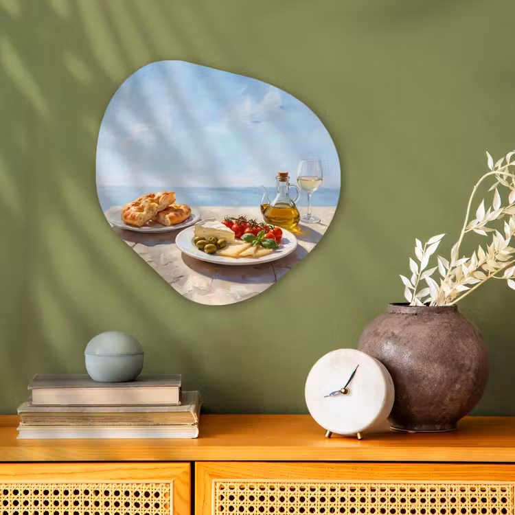 Eten - Middellandse Zee - Natuur - Geschilderd Wandcirkel Organisch Forex 3mm klein -sfeer2