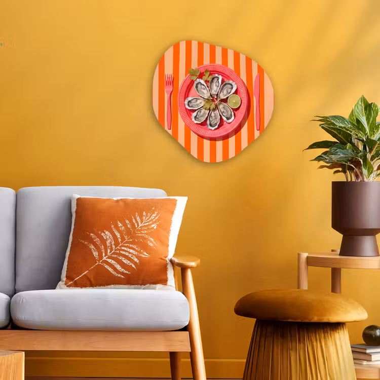 Eten - Oester - Zeevruchten - Oranje - Modern Wandcirkel Organisch Forex 3mm klein -sfeer4