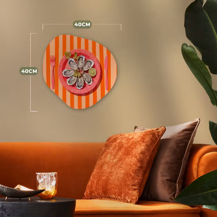 Eten - Oester - Zeevruchten - Oranje - Modern Wandcirkel Organisch Forex 3mm klein -sfeer3