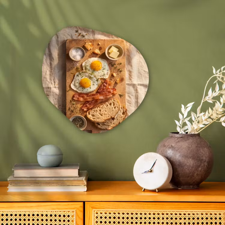 Eten - Ontbijt - Hout - Rustiek - Geel Wandcirkel Organisch Forex 3mm klein -sfeer2