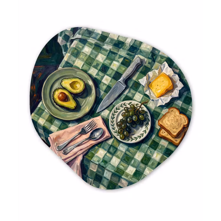 Eten - Ontbijt - Tafel - Modern - Groen Wandcirkel Organisch Forex 3mm klein -3d