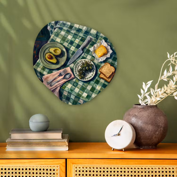 Eten - Ontbijt - Tafel - Modern - Groen Wandcirkel Organisch Forex 3mm klein -sfeer2