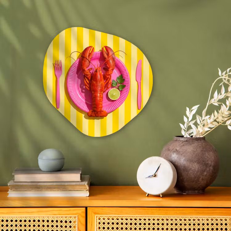 Eten - Roze - Geel - Modern - Culinaire Wandcirkel Organisch Forex 3mm klein -sfeer2