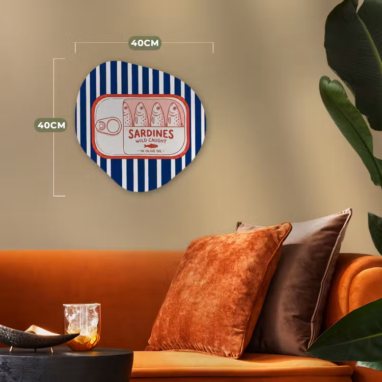 Eten - Vis - Blik - Illustratie - Rood Wandcirkel Organisch Forex 3mm klein -sfeer3