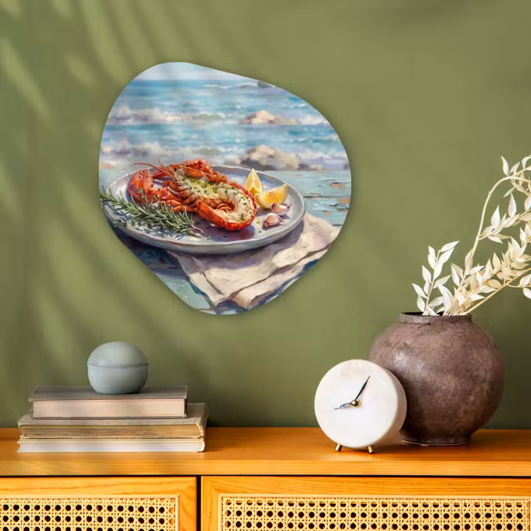 Eten - Zee - Kust - Modern - Blauw Wandcirkel Organisch Forex 3mm klein -sfeer2