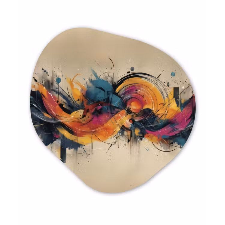 Explosie - Kleurrijk - Vormen - Abstract Wandcirkel Organisch Forex 3mm klein -3d