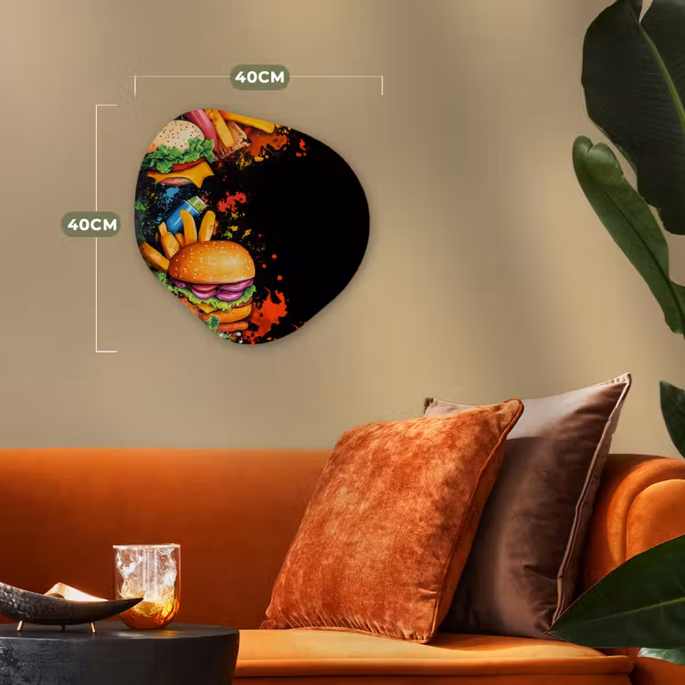 Fastfood - Graffiti - Hamburger - Eten - Modern Wandcirkel Organisch Forex 3mm klein -sfeer3