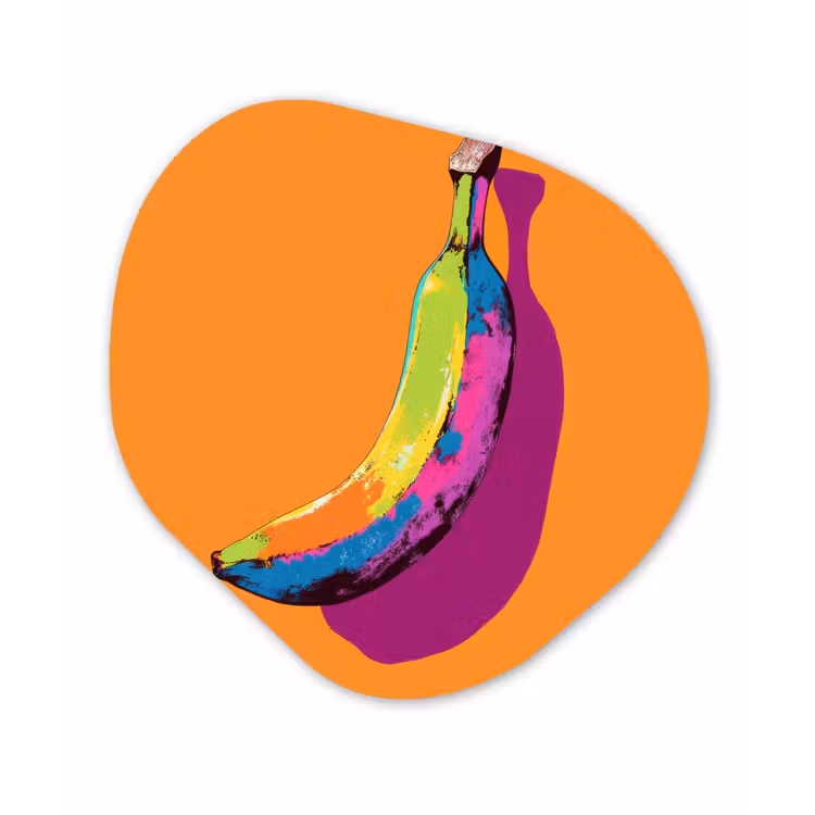 Felle kleuren - Banaan - popart Wandcirkel Organisch Forex 3mm klein -3d