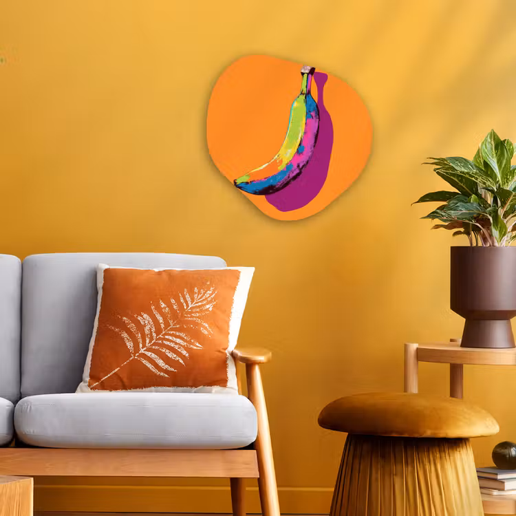 Felle kleuren - Banaan - popart Wandcirkel Organisch Forex 3mm klein -sfeer4