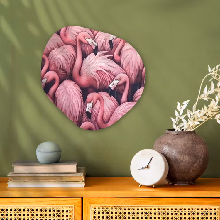 Flamingo - Roze - Dieren Wandcirkel Organisch Forex 3mm klein -sfeer2