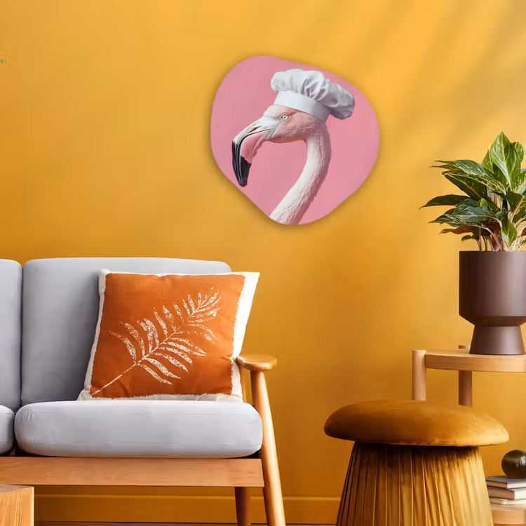 Flamingo - Roze - Koksmuts - Vogel Wandcirkel Organisch Forex 3mm klein -sfeer4
